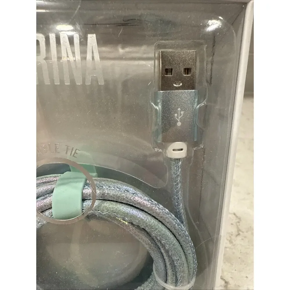Sarina 10ft Blue Iridescent Lightning Charge Cable USB-A iPhone MFI Certified